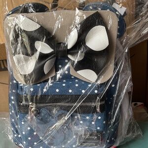 LOUNGEFLY Minnie Mouse Denim   Backpack NWT